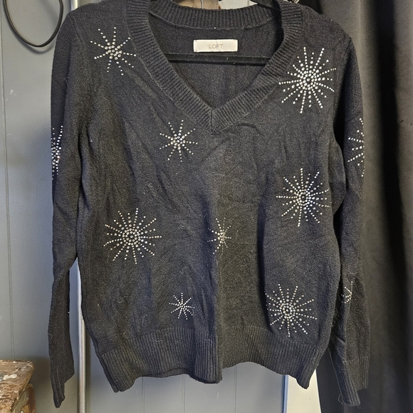 LOFT Sweaters - LOFT Black Sweater with Star Embellishments